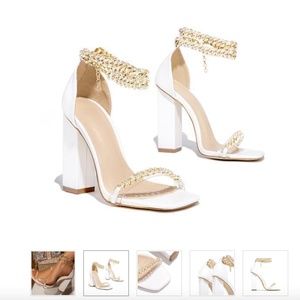 Floralmoda gold chain heels